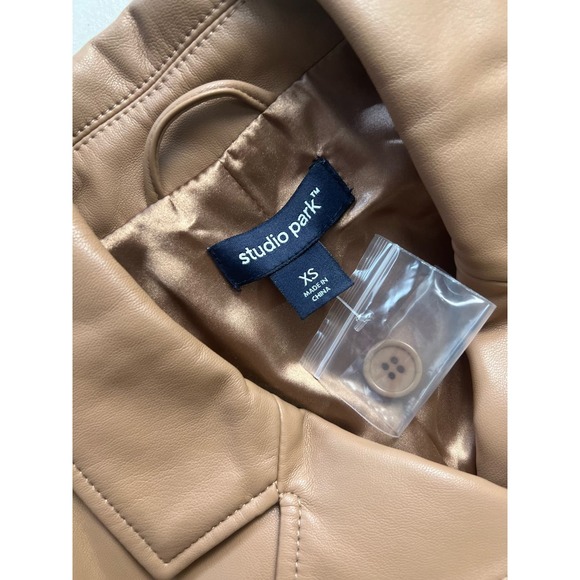Studio Park x Courtney Khondabi Faux Leather Jacket COFFEE NWOT SIZE XS - Picture 5 of 8